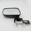 Black plastic door mirror with rectangular reflective surface and mounting bracket for mazda b-series 1985-1993