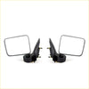 Black plastic door mirrors with rectangular glass and mounting brackets for mitsubishi l200 triton 1986-1996 viewed from side