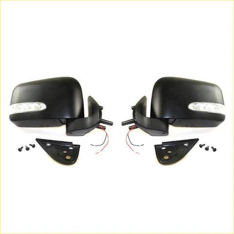 Black plastic door mirrors with integrated turn signals for nissan d22 navara terrano 1997-2004 vehicle installation