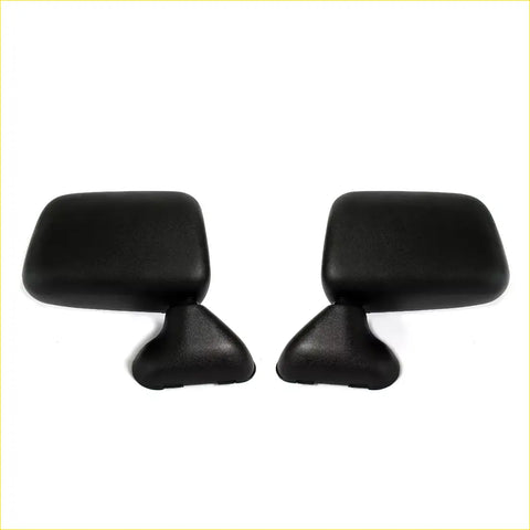 Black plastic door mirrors for Toyota hilux 4runner crew cab 1988-1998 with smooth matte finish and rounded housing