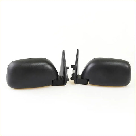 Black plastic door mirror assemblies with integrated mounting brackets for toyota hilux 5th gen 1988-1998