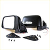 Black plastic side-view mirror with integrated turn signal for nissan d22 navara terrano 1997-2004 shown from back