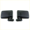Black plastic door mirrors x2 with rectangular curved glass and mounting brackets for Mitsubishi L200 Warrior 1996-2006