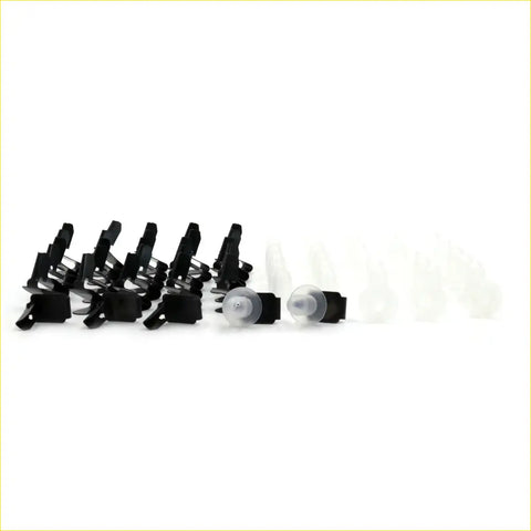 Black plastic door panel clip set with clear suction cup attachments for mazda 600 800 cosmo chantez and capella