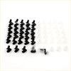 Black and translucent plastic door panel clips arranged in rows for Nissan Datsun Ute 220 320 520 521 620 720