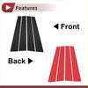 Black and red rear spoiler trim strips shown from backside for door pillar window trim on toyota tundra 2000-2006