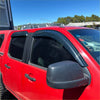 Black plastic door visors window monsoons installed on red ranger pj pk pickup for weather protection