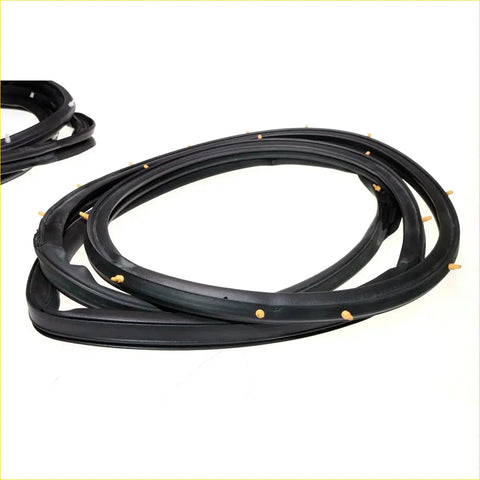 Black rubber door weatherstrip seal strips with gold metal fasteners for nissan sentra sunny sedan b13 1990-1994