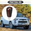 Brown and black two-tone leather drilled wood grain gear shift knob with silver base for toyota land cruiser 2008-2021