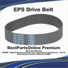 Dark gray rubber eps drive belt with ribbed texture and printed specs for ford rack and pinion 390x25x2