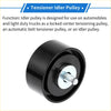 Black tensioner idler pulley with metallic threaded shaft and hub for toyota tacoma 2005-2022 drive belt system