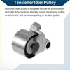 Metallic silver drive belt idler pulley with integrated mounting bracket for toyota tundra 2000-2004