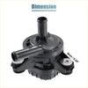 Black plastic automotive vacuum pump with two threaded ports and central outlet for toyota prius inverter cooler