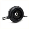 Black rubber drive shaft center support bearing with metal brackets for Mazda b2200 1985-1998 shown from back side