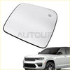 Driver side heated mirror glass for dodge durango jeep grand cherokee white with black trim and small logo in corner