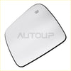 Black-framed driver side heated mirror glass for dodge durango jeep grand cherokee with curved design and logo in corner