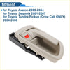 Beige plastic driver side interior door handle with red button for toyota avalon 2000-2004 shown from back side