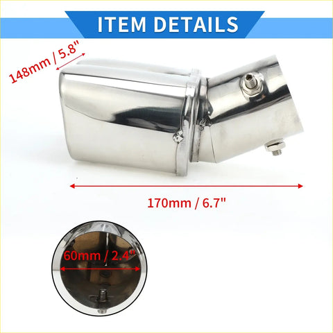 Shiny chrome stainless steel dual exhaust tip with angular design and threaded mount for toyota raize 2020-2023