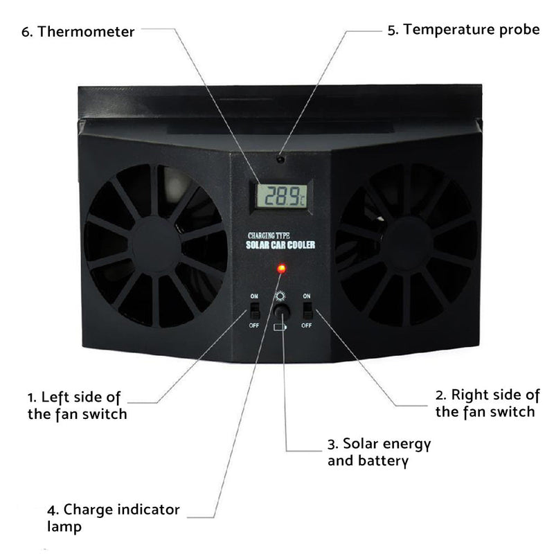 Solar Powered Car Cooling Fan to suit Universal Car — image 1