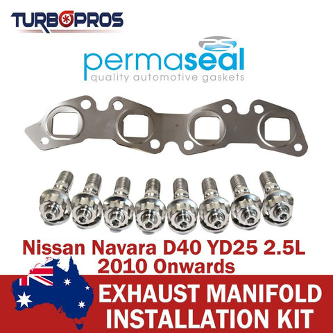 Nissan Navara D40 2.5L Permaseal Exhaust Manifold Titanium Stud&Gasket Kit