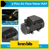 Black plastic 5-pin air flow meter maf sensor with meshed intake end and connector for ford pc pd courier models