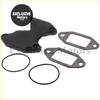 Black plastic engine cover with metal gaskets and rubber o-rings in egr valve cooler delete kit for dodge ram 2500 6.7l