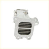 Silver aluminum egr valve cooler with rectangular design and two horizontal fins for toyota hilux gun diesel 2.8l 2015 on