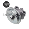 Shiny metallic egr valve exhaust gas solenoid valve cover with circular ribbed top and three ports for mitsubishi pajero