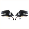 Black plastic electric door mirrors with led turn signals and wiring harnesses for nissan d22 navara np300 back view