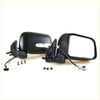 Black plastic electric door mirror with integrated turn signal and wiring harness for nissan d22 hardbody 1997-2004