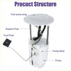 White plastic electric fuel pump assembly with metallic support poles and black wiring harness for Toyota Tacoma