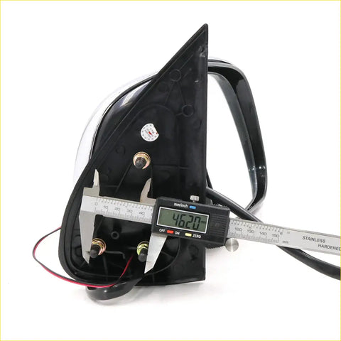Black plastic electric led door wing mirror housing with silver trim and mounting hardware for toyota hilux 2004-2012 back view