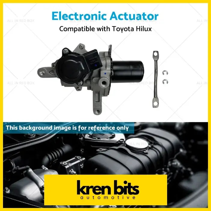 Black and gray electronic actuator stepper motor with cylindrical body and brackets for toyota hilux n70