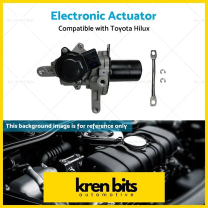 Black and gray electronic actuator stepper motor with cylindrical body and brackets for toyota hilux n70