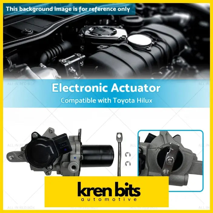 Black and silver electronic actuator stepper motor with compact housing and brackets for Toyota Hilux N70 back side view