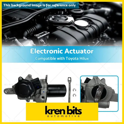 Black and silver electronic actuator stepper motor with compact housing and brackets for Toyota Hilux N70 back side view