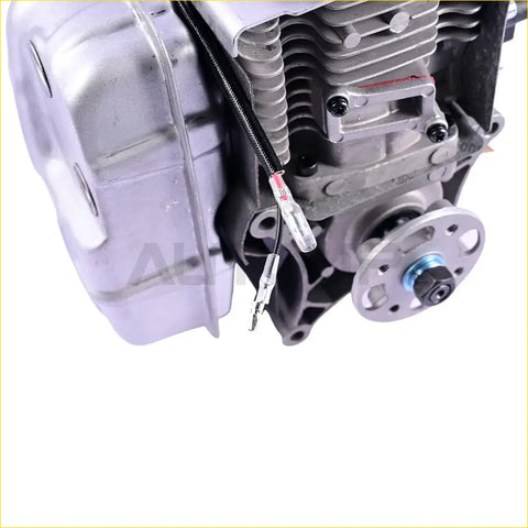 Silver metallic engine assembly with cooling fins and wiring harness for redmax ebz8500 backpack leaf blowers