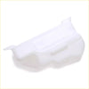 White plastic engine coolant reservoir cover for datsun nissan 720 1980 1989 shown from the back side