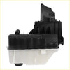 Black and translucent plastic engine coolant reservoir with molded contours and cap for ford f-250/f-350/f-450/f-550