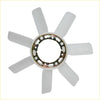 Engine cooling fan blade for toyota hilux 1972-1978 white plastic blades with metallic central hub close-up view