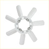 White plastic engine cooling fan blade with eight curved blades and metal bolts for toyota hilux xtracab 1983-1988
