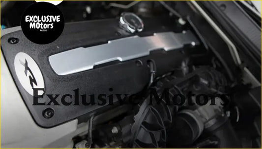 Black engine cover insert plate for ford falcon xr6 turbo fgx 2014-2016 with silver accent and kr logo emblem