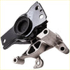 Black and silver engine motor mount with rubber bushing for nissan sentra 2.0l shown from the back side