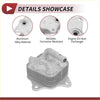 Silver aluminum alloy engine oil cooler with cooling fins and threaded ports for toyota highlander l4 25l 2020-2022