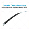 Black rubber engine oil cooler return hose with metallic threaded fittings for mitsubishi pajero 3 0 back view
