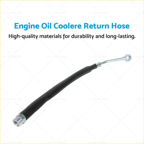 Black rubber engine oil cooler return hose with metallic threaded fittings for mitsubishi pajero 3 0 back view