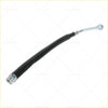 Black rubber-coated metal engine oil cooler return hose with threaded ends for Mitsubishi Pajero 3.0 shown from back side