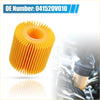 Bright yellow cylindrical engine oil filter with ribbed pleated design and orange housing for toyota avalon 2013-2018
