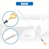 Yellow-handled engine oil level indicator dipstick with long metallic shaft and measurement marks for toyota land cruiser