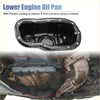 Black powder-coated lower engine oil pan with anti-corrosive interior shown new and installed on a 2003-2023 toyota 4runner engine